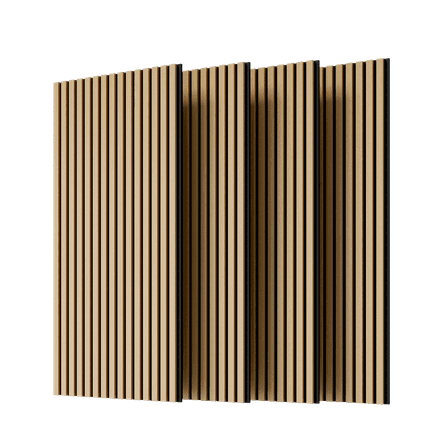 High-Quality 3D Fluted Wood Acoustic Panels, 4-Pack Decorative Slat Wall and Ceiling Panels with Full Wood Finish Wrap