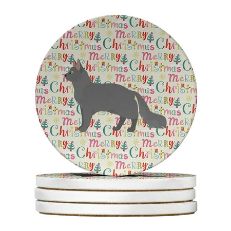 

Nebelung #2 Cat Christmas Large Sandstone Coasters Pack of 4 4 in x 4 in
