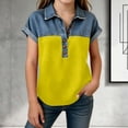 thumbnail image 3 of Agkizg Girls Faux Denim Button Down Shirt Short Sleeve Collared Top for Kids Casual Summer T-Shirt, Sizes 12-13 Years, 3 of 6