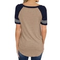 thumbnail image 4 of Summmer Inleife Women's Casual Color Matching Striped Round Neck Blouse Short Sleeve Basic Tee Tops, 4 of 7