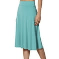 thumbnail image 4 of Sleeveless Knee-Length Comfort Waist Skirt, Women'S Simple Comfort Basic Stretch A Line Flared Knee Length Skirt Spandex Blue, 4 of 8