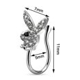thumbnail image 2 of nipocaio Body Jewelry Cute Zircon Cuff Bunny Rabbit Non Piercing Clip-on Fake Nose Ring, 2 of 5