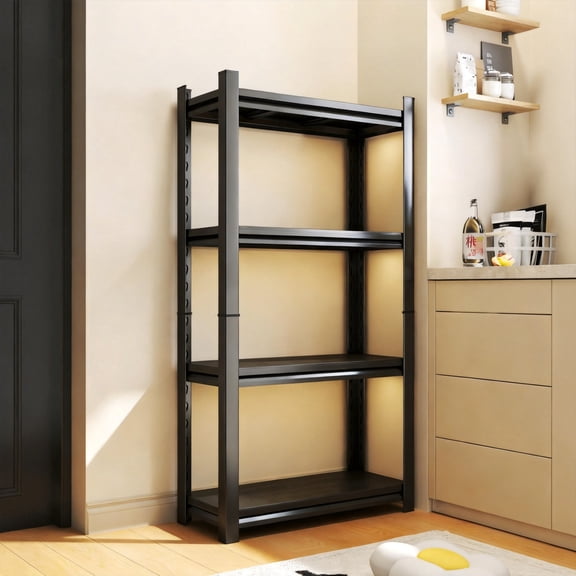 44''W Garage Shelving Heavy Duty 4-Tier Adjustable Storage Shelves Unit,2800 LBS Metal Utility Rack Shelf for Industries, Warehouses, Basement,Black (44''H x 24''W x 12''D)