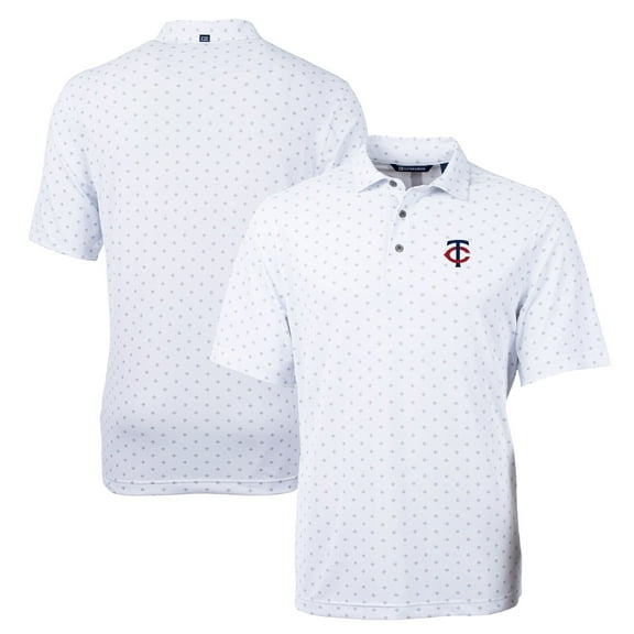 Men's Cutter & Buck White Minnesota Twins Big & Tall Virtue Eco Pique Tile Polo