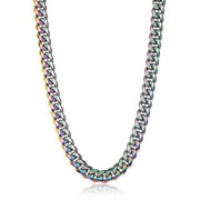 Crucible Jewelry Men's Curb Chain Iridescent Plated Steel Necklace (12mm) - 26"