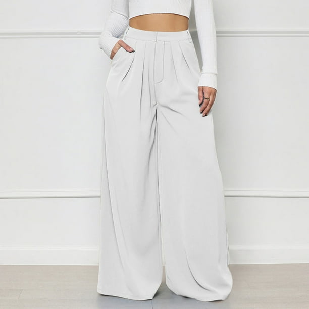 High waisted white palazzo pants deals