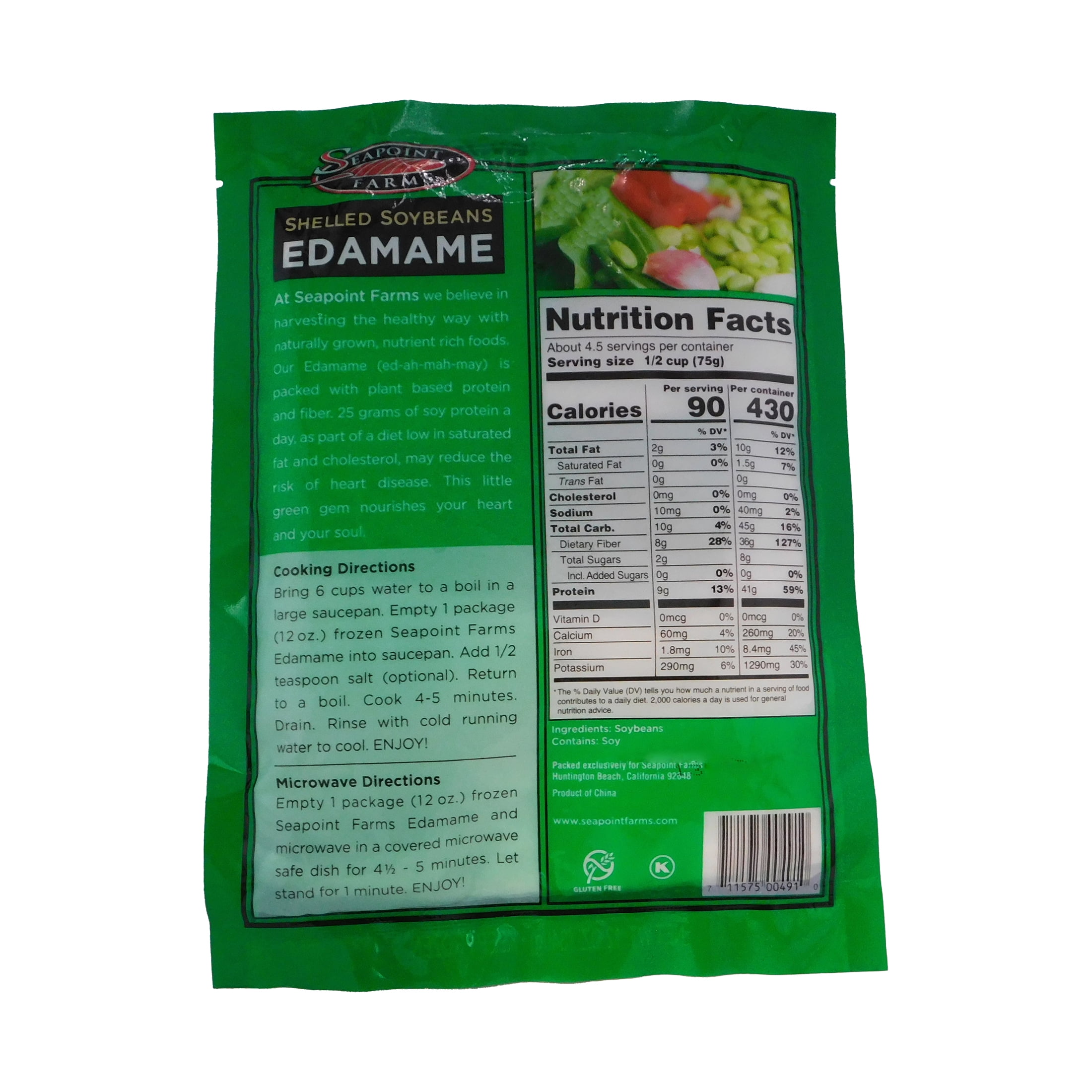 Seapoint Farms Edamame Shelled Soybeans, Net Content 12 oz (Frozen)