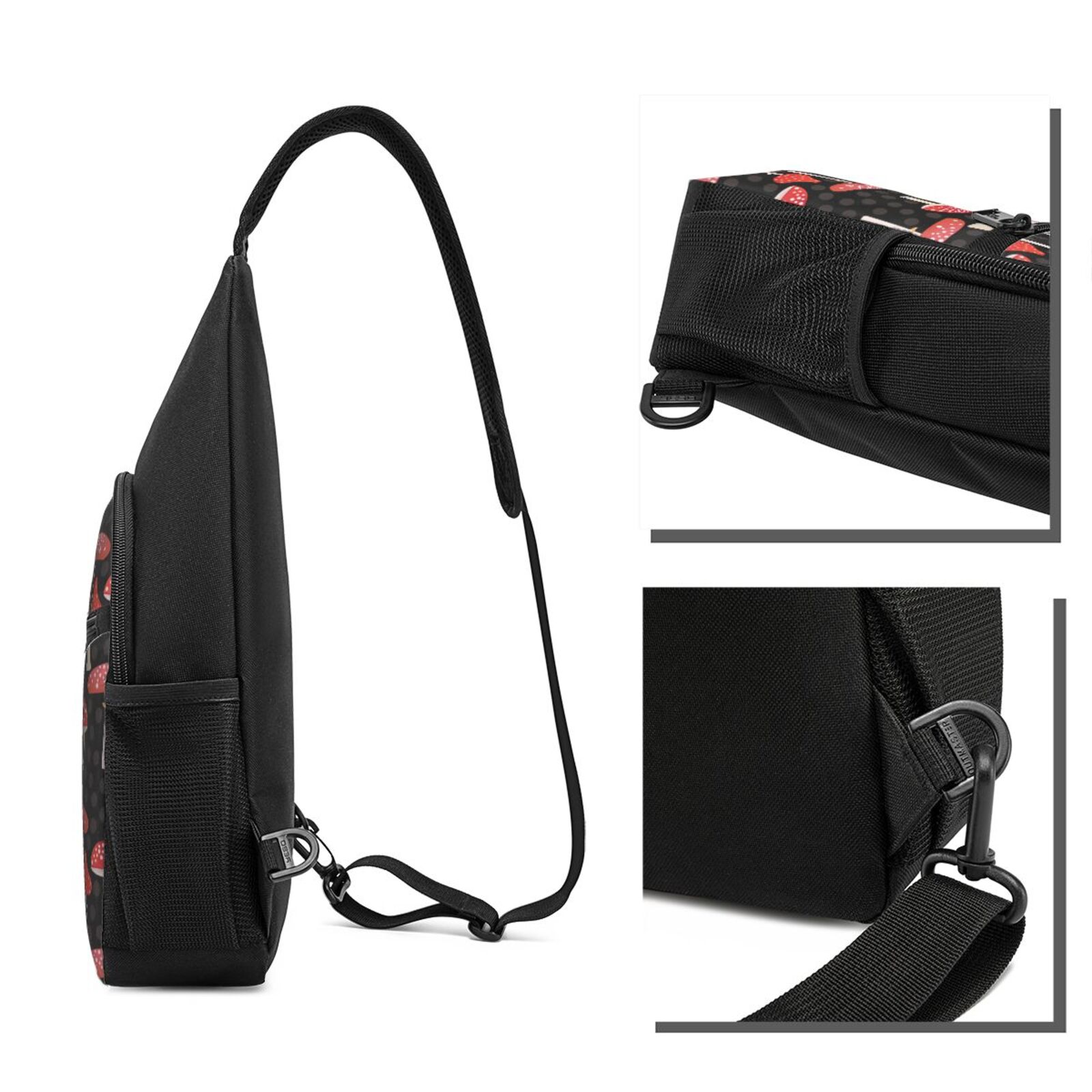 Xecao's Forest Mushrooms Print Sling Bag: A Versatile Chest, Shoulder, and Crossbody Backpack for Casual Days Out, Perfect for Both Men and Women