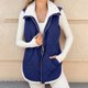 thumbnail image 4 of Chaquetas y abrigos casuales sin mangas y sin capucha para mujer, chalecos de invierno para mujer, chaqueta polar sin mangas, cuello alto con cremallera, abrigo largo cálido con cordón y bolsillos, ro, 4 of 8