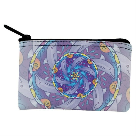 - Mandala Trippy Stained Glass Dolphins Coin Purse