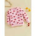 thumbnail image 3 of aturustex Little Girl Loose Cherry Print Sweatshirts 12M 18M 2T 3T 4T 5T 6T Toddler Baby Crew Neck Pullover Long Sleeve Tops Kids Fashio Loose Casual Cute Clothes Streetwear for Winter Fall, 3 of 8