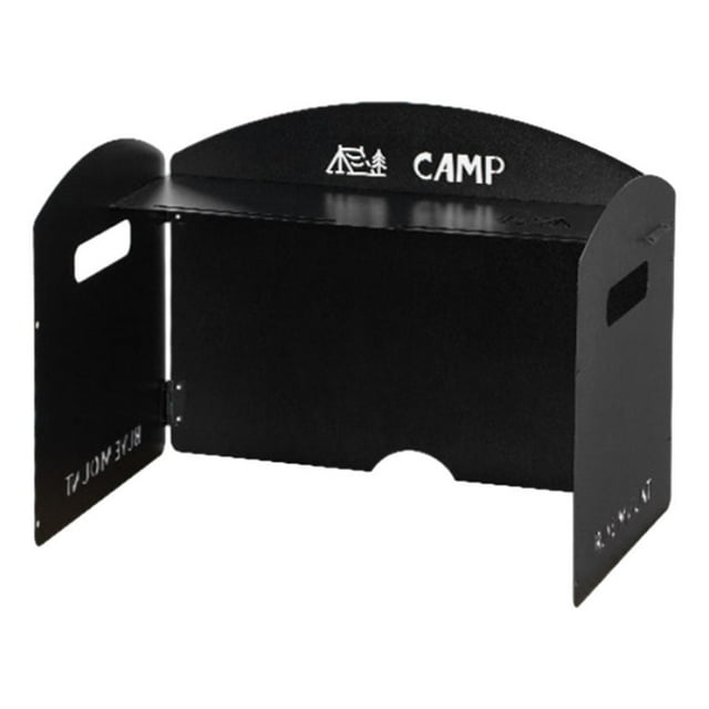 Parabrisas compacto para horno de camping con bolsa de transporte Parabrisas alto y plegable Negro