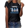 thumbnail image 2 of Penkiiy Happy Hanukkah Shirt Women Chrismukkah Shirt Cat Candle Shirt Love and Light T-Shirt Festival Short Sleeve Tops Black, 2 of 8