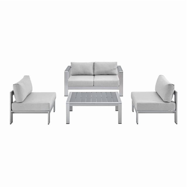 Modway Shore Sunbrella Ensemble de Patio Extérieur en Tissu 4 Pcs, Gris