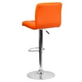 thumbnail image 2 of 2 pièces Tabouret de bar contemporain en vinyle orange matelassé à hauteur réglable avec base en chrome, 2 of 8