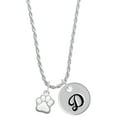 thumbnail image 1 of Delight Jewelry Silvertone Small White Paw Silvertone Script Initial Disc - D - Charm Necklace, 20"+3", 1 of 4