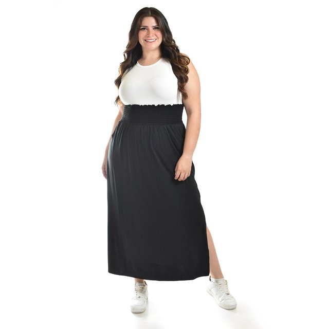 Maxi falda cintura smock Roman Fashion /Tallas Extras, 8300 (Negro) negro 38