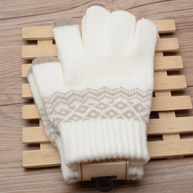 Guantes de jacquard gruesos y cálidos para adultos, guantes de invierno tejidos con pantalla táctil para mujer