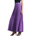 thumbnail image 4 of INSPIRE CHIC Women's Pleated Skirt Elastic High Waist Belted Flowy A-Line Maxi Skirt S Purple, 4 of 6