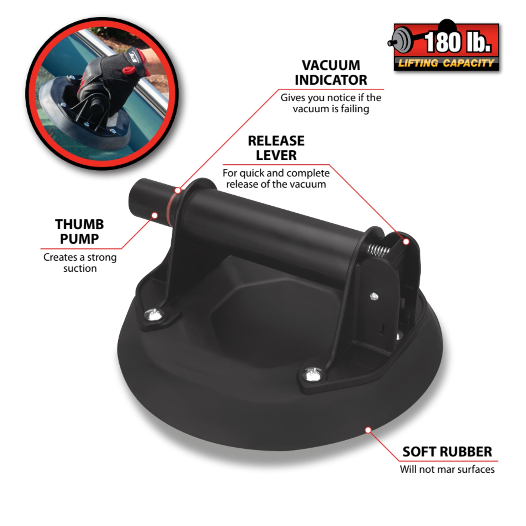 Performance Tool W1007 8 in. Pump Vacuum Suction Cup