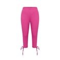 thumbnail image 5 of Cethrio Kids Girls Capri Leggings, Elastic Waist Dance Stretch Athletic Summer Pants Hot Pink Size 6-7 T, 5 of 8