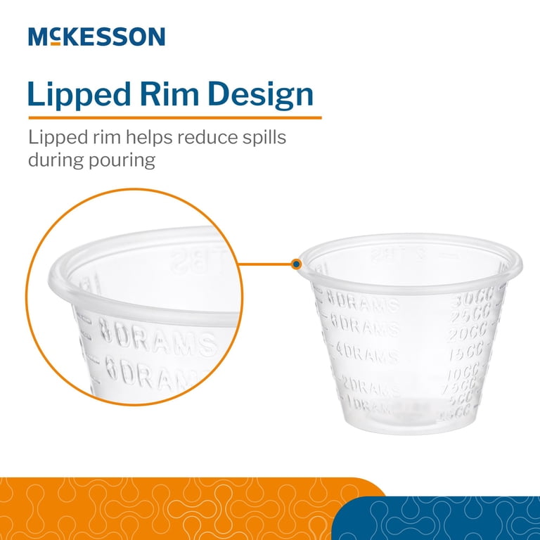 McKesson Medicine Cups - Disposable Plastic, Clear, Graduated Cup - 1 oz,  100 Count, 50 Packs, 5000 Total
