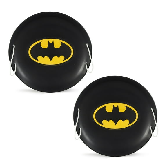 Slippery Racer 26 Inch Batman Metal Saucer Sled with Rope Handles (2 Pack)