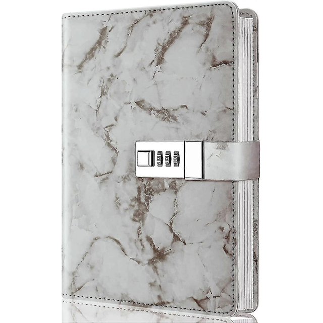 Marble Diary With Lock, Refillable A5 Daily Journal For Girls And Women, 192 Pages Cute Notebook With Combination Lock For Teen Girls And Boys - Purpl