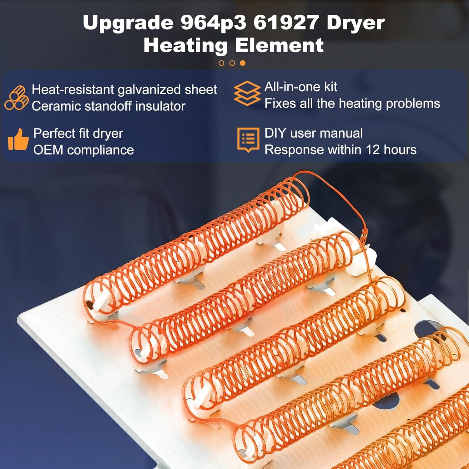 Dryer Heating Element 510329P 503978  for Speed Queen Maytag Magic Chef Amana, Replaces 503978 D518199 D518838P, Fits ADE4BRGS175TW01 ADE3SRGS173TW01