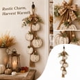 thumbnail image 2 of Rustic Pumpkin Hanging Swag, 5-Pumpkin Fall Door Decor, Wooden Pumpkin Wall Decor with Plaid Bow, Farmhouse Autumn Decorations for Front Door Home (Lights), 2 of 7