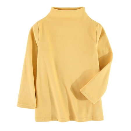

MIASHUI Kids Tops Toddler Boys Girls Undershirt Turtleneck Long Sleeve Casual Tees Yellow 3-4 Years