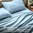 thumbnail image 3 of Twin Size 500-Thread-Count 4-PCs Bed Sheet Set, 100% Pure Egyptian Cotton Sheets, Fits Mattress Upto 19-24" Deep Pocket, Solid Pattern, Light Blue, 3 of 6