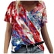 thumbnail image 2 of Fiudx Liquidación de Ofertas Flash Camiseta de Manga Corta con Cuello En V Estampada para El Día de La Independencia Informal a La Moda para Mujer, 2 of 4