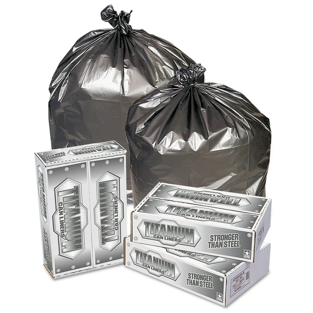 Pitt Plastics Titanium LowDensity Trash Bags, 5560 gal, 1.7 mil, 39 x