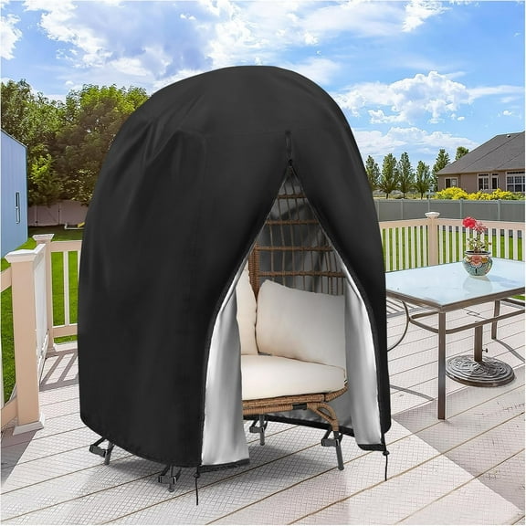 Outdoor Egg Chair Cover, 40inch Double Egg Chair Covers Waterproof Heavy Duty with Zipper for Patio Hanging Egg Chair and Wicker Chairs, Black-40x40x56inch