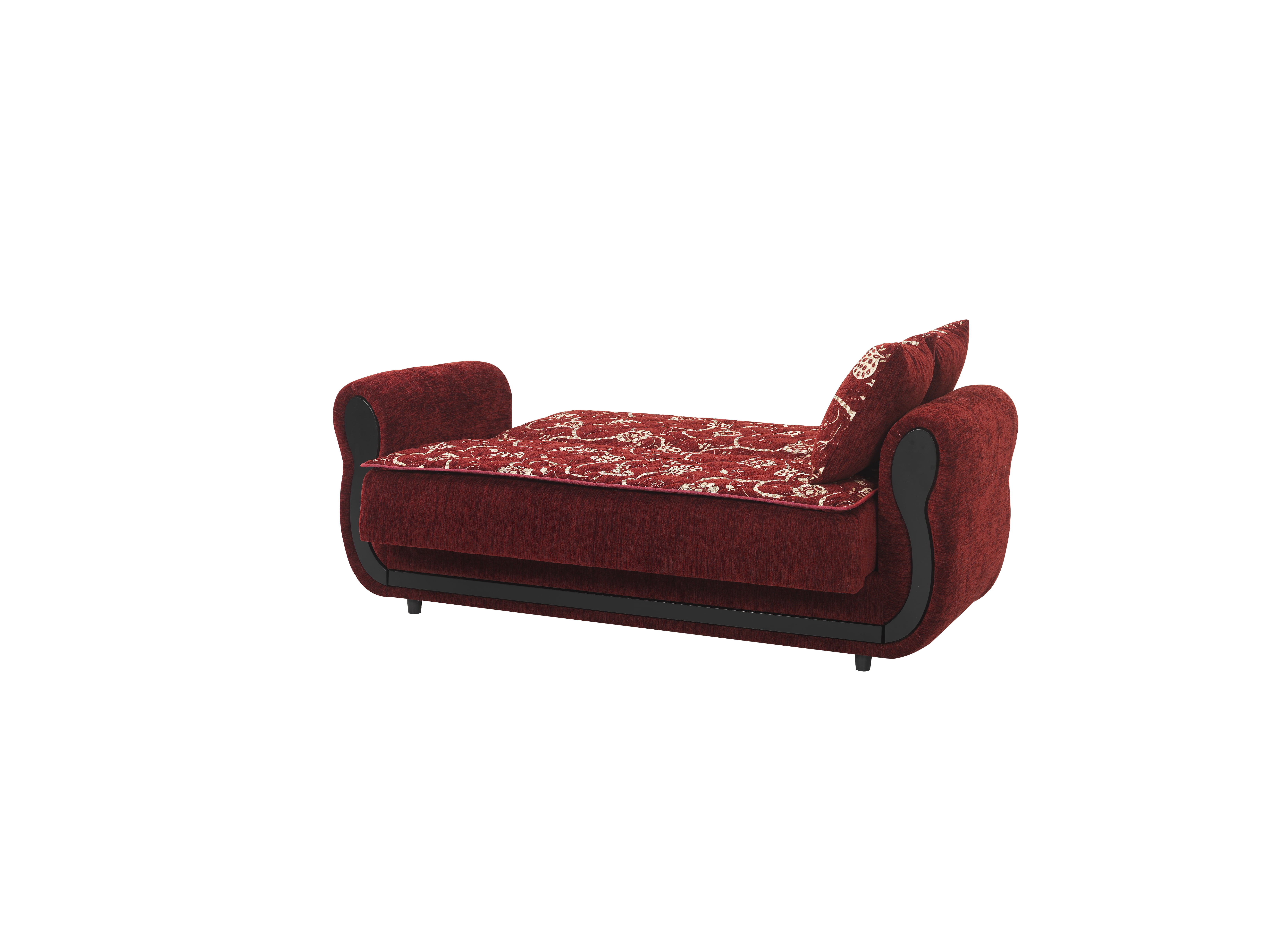 Ottomanson Convertible Sleeper Loveseat with Hidden Storage, Firm Seating, Burgundy