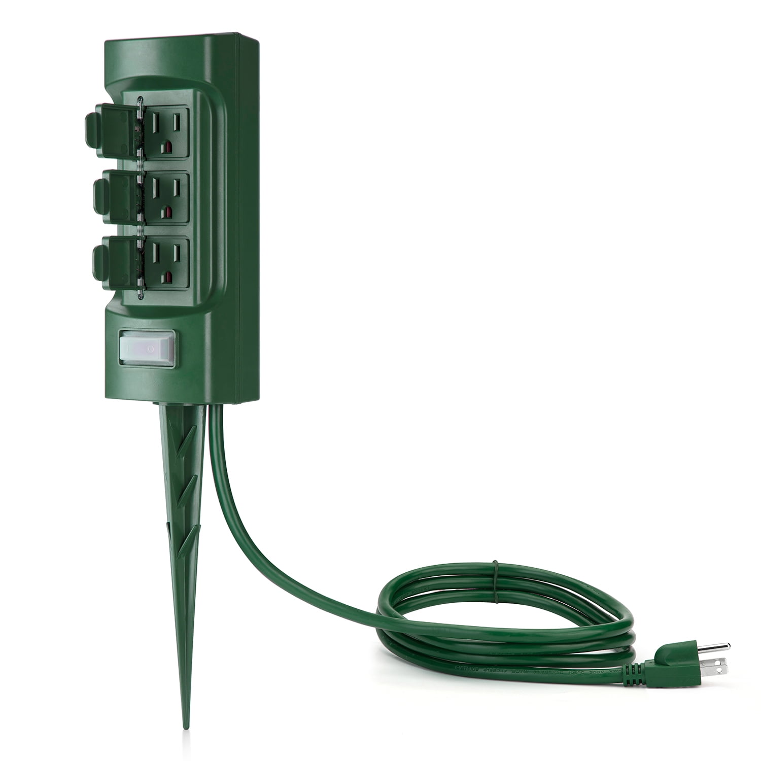 BESTTEN 15A Outdoor Power Stake with Weatherproof Covers and Overload