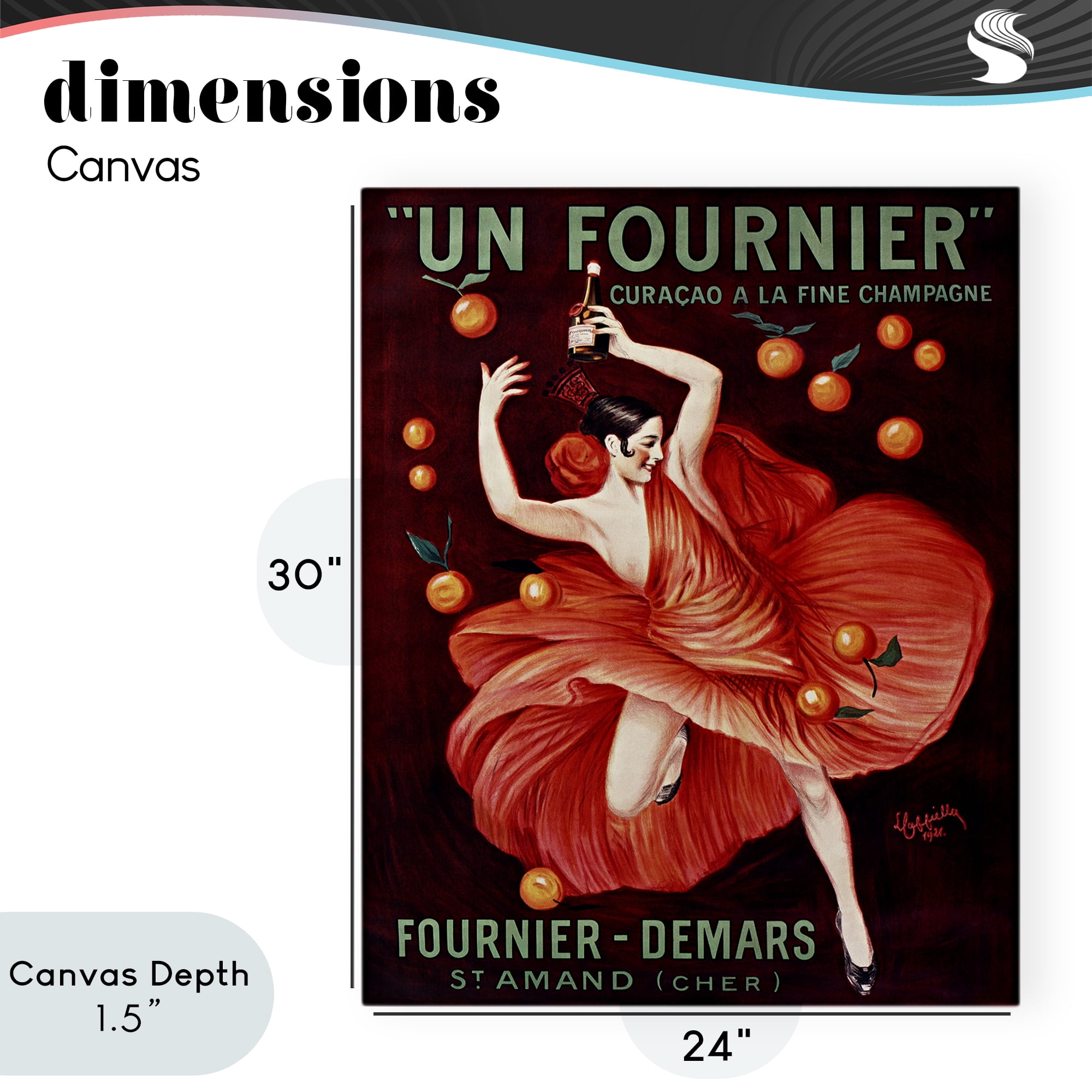 Stupell Industries Vintage Champagne Dancer in Red Canvas Wall Art, design by Leonetto Cappiello
