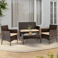 thumbnail image 2 of Seizeen 4 Steel All-weather Outdoor Conversation Sets with Chair and Table, Brown, 2 of 9