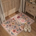 thumbnail image 4 of 2x7 Area Rugs Non Slip Washable Low Pile Indoor Floral Butterfly Print Runner, Lightweight Carpet for Hallway Entryway Laundry Room Bedroom Bathroom, Soft Pink Blush, 4 of 4