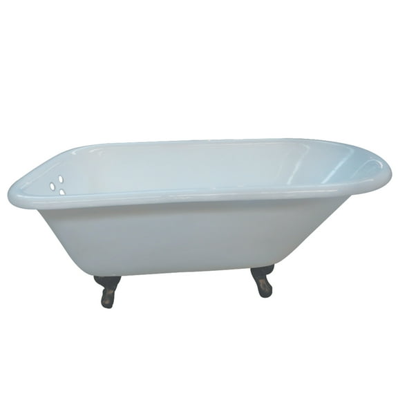 Aqua Eden VCT3D663019NT5 66-Inch Cast Iron Oval Rectangular Roll Top Clawfoot Tub (3-3/8-Inch Wall Drillings) in White/Oil Rubbed Bronze