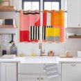 thumbnail image 2 of Pink Red Orange Kitchen Curtains Short 54 Inch Length, Modern Abstract Oil Painted Geometric Grommet Top Bedroom Living Room Curtains, Light Filtering Cafe Curtain Drapes 2 Panels Set 84''x54'', 2 of 8