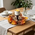 thumbnail image 7 of UALSRZL Candle Rings Wreaths, 10in Thanksgiving Sunflower Maple Leaves Berry Pinecone Candle Rings, Candles Wreath for Fall Table Decor, Multicolor, 7 of 7