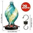 thumbnail image 7 of LUJII Ice Cream Shaped Spiral Hummingbird Feeder for Outdoors Hanging, Hand Blown Glass, 28 fl.oz, Leak Proof & Rustproof, Includes an Ant Moat with Hook, Unique & Stylish Glass Art & Decor (Teal), 7 of 7