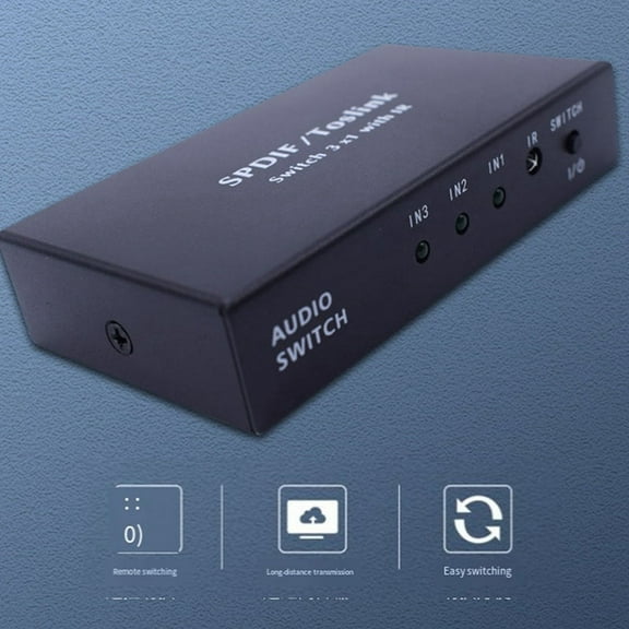 Optical Switcher with 2 Way Spdif Toslink Digital Audio Splitter 3 in 1 Out IR Remote Control Switch