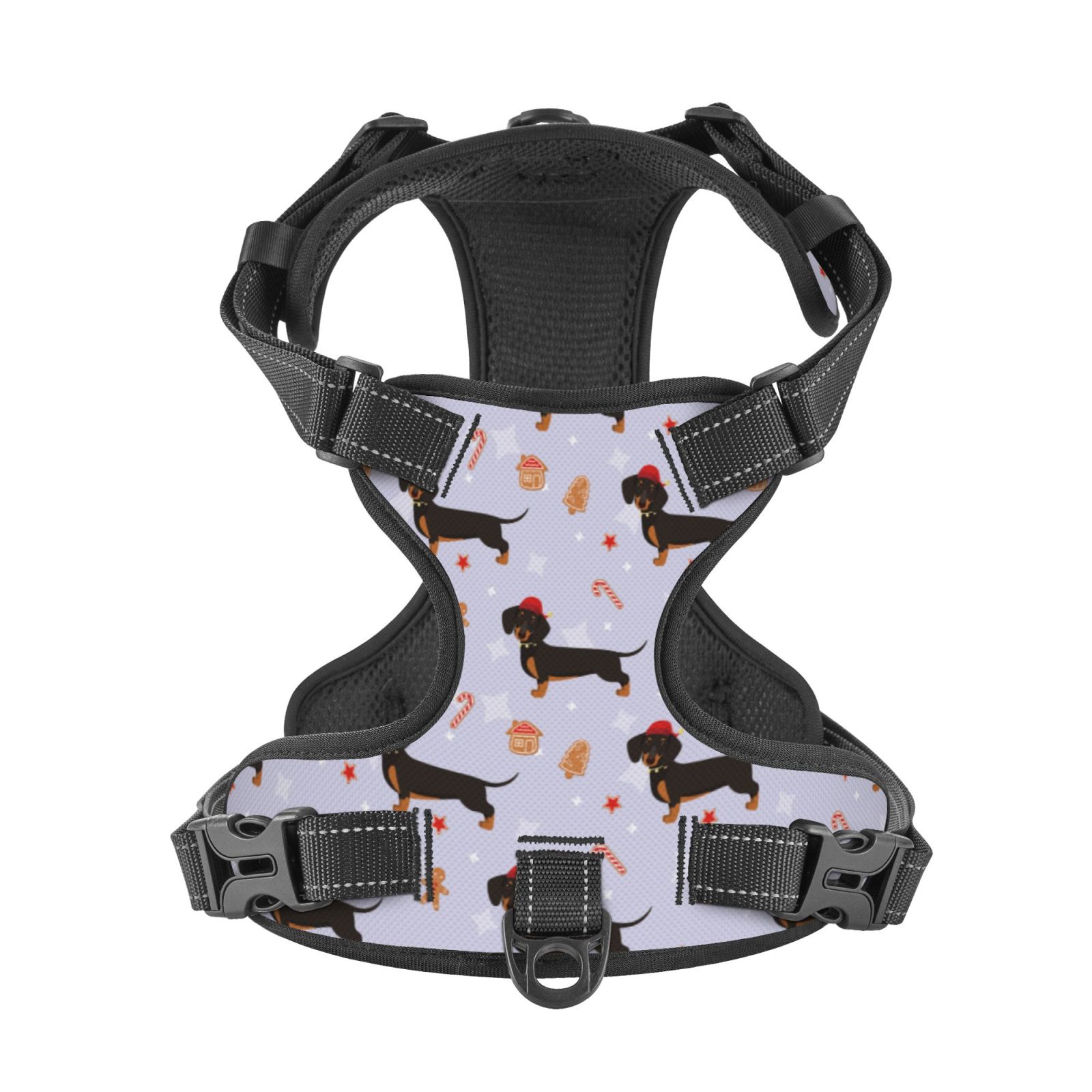 Kdxio Dachshund Dog Print No Pull Dog Harness Adjustable Reflective Oxford Easy Control Medium Large Dog Harness for Training and Everyday-