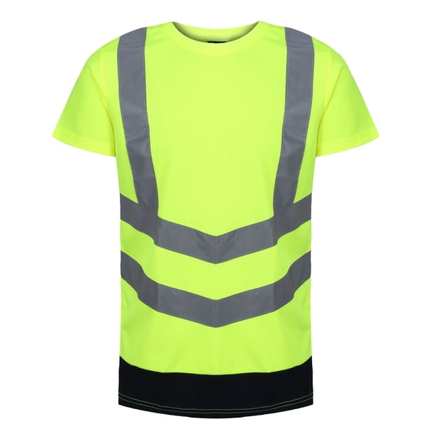 Regatta - Camiseta Pro Alta Visibilidad de Manga Corta para Hombre (Amarillo, Marino)