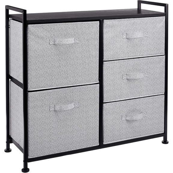 Closet Organizer Drawers with 5-Fabric Storage Units, Black