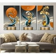 thumbnail image 2 of 3 Pcs Bright Style Canvas wall Art Golden Deer Luxury Foil Lines Paintings Pictures Modern Abstract White Blue orange color Grey Posters Prints for Living Room Bedroom Office Home Wall Decor Framed, 2 of 5