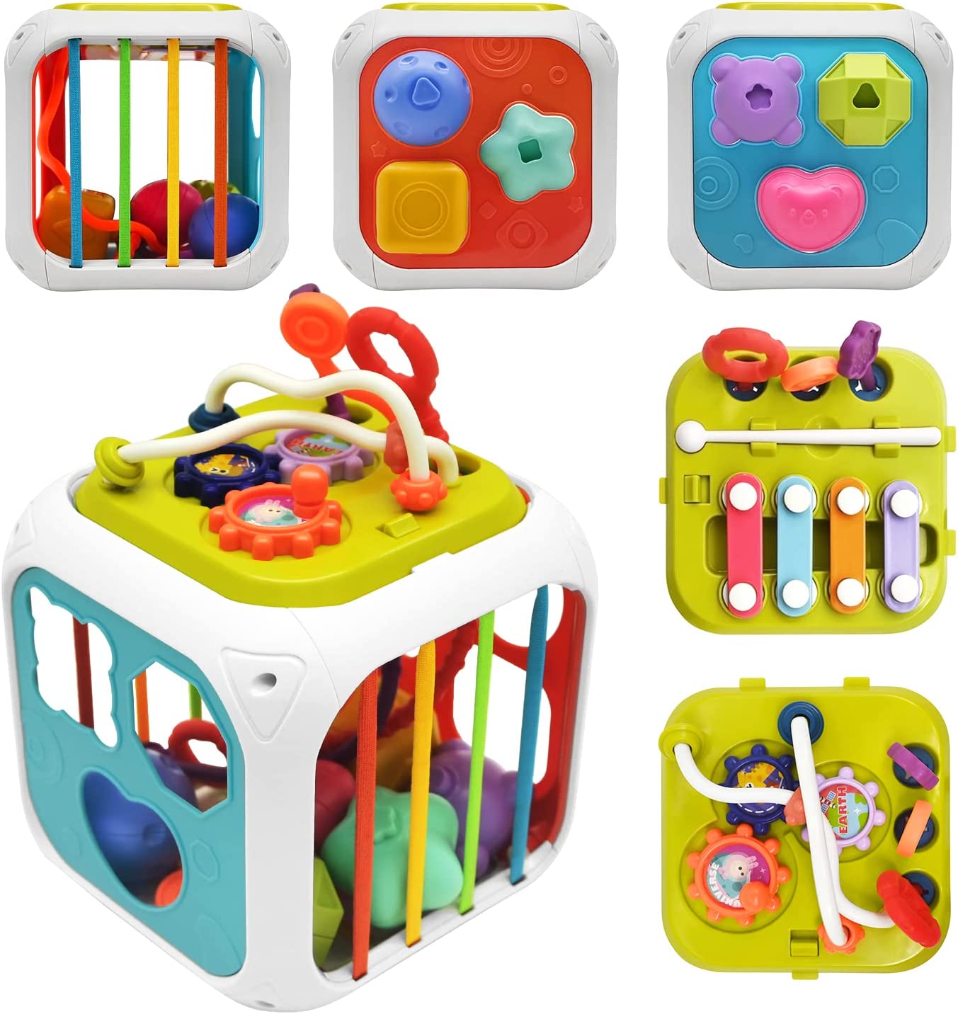 AYMZ Activity Cube for Baby,Baby Shape Sorter Toys for Babies 612 18